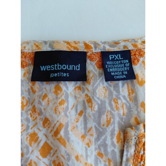Westbound Women's Size PXL Print Cotton Pullover Tunic Top w/Orange Embroidery - Picture 5 of 8